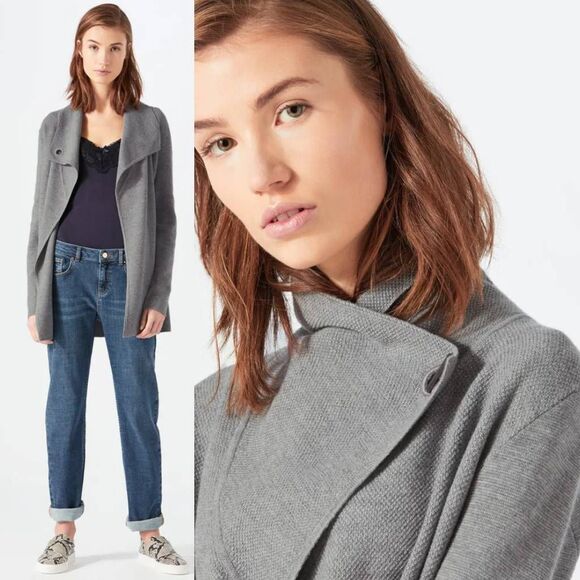 JIGSAW Ring Fastening Pique Wool Cardigan M - Picture 12 of 12